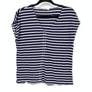 A Loves A V-Neck Cap Sleeve Tank Top Womens Size Medium Navy Blue White Striped
